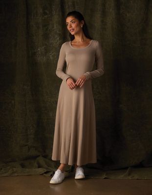Normal Rib L/S Midi Dress