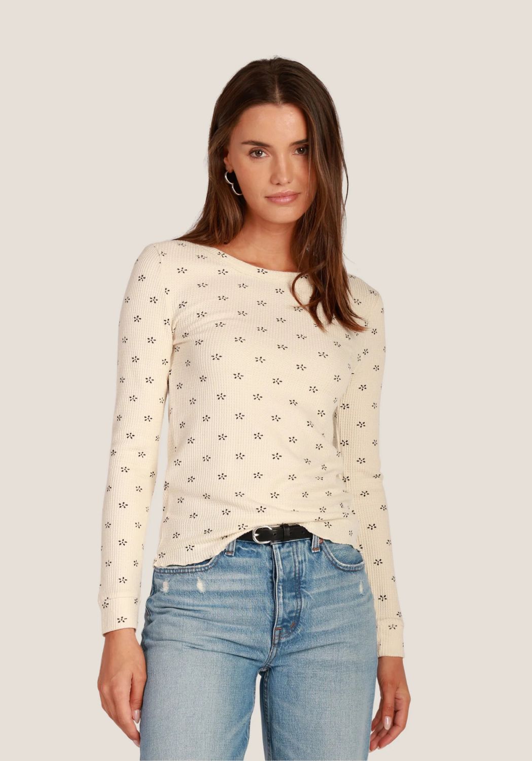 Sasha Printed Waffle Top