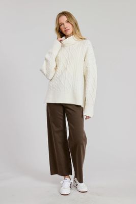 Classic Turtleneck Cable Sweater