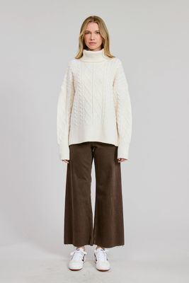 Classic Turtleneck Cable Sweater