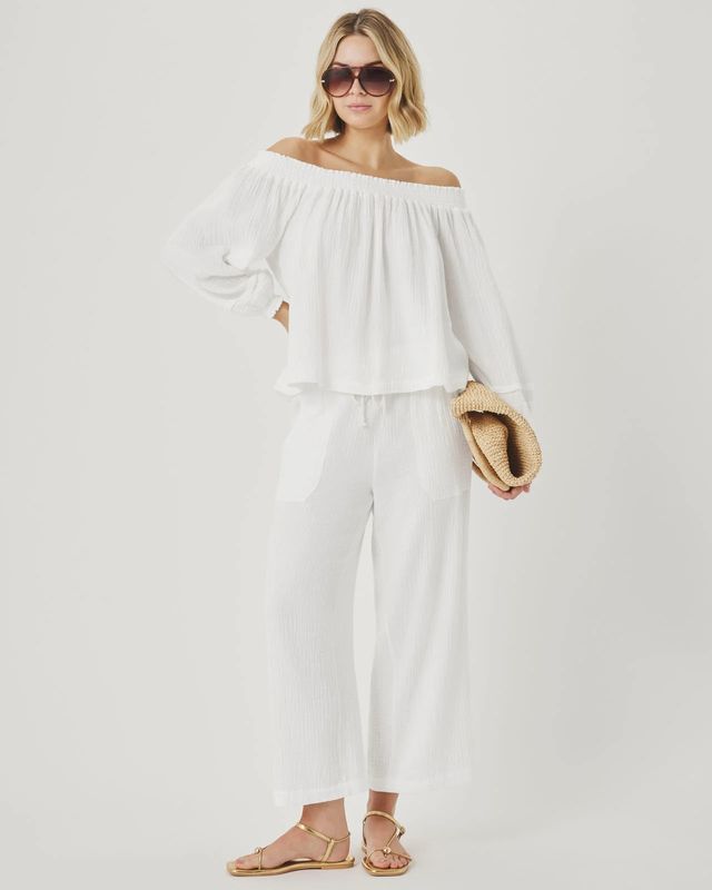 Ava Gauze Off The Shoulder Top