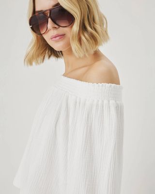 Ava Gauze Off The Shoulder Top