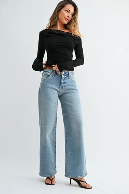 Mid Rise Wide Leg Jeans