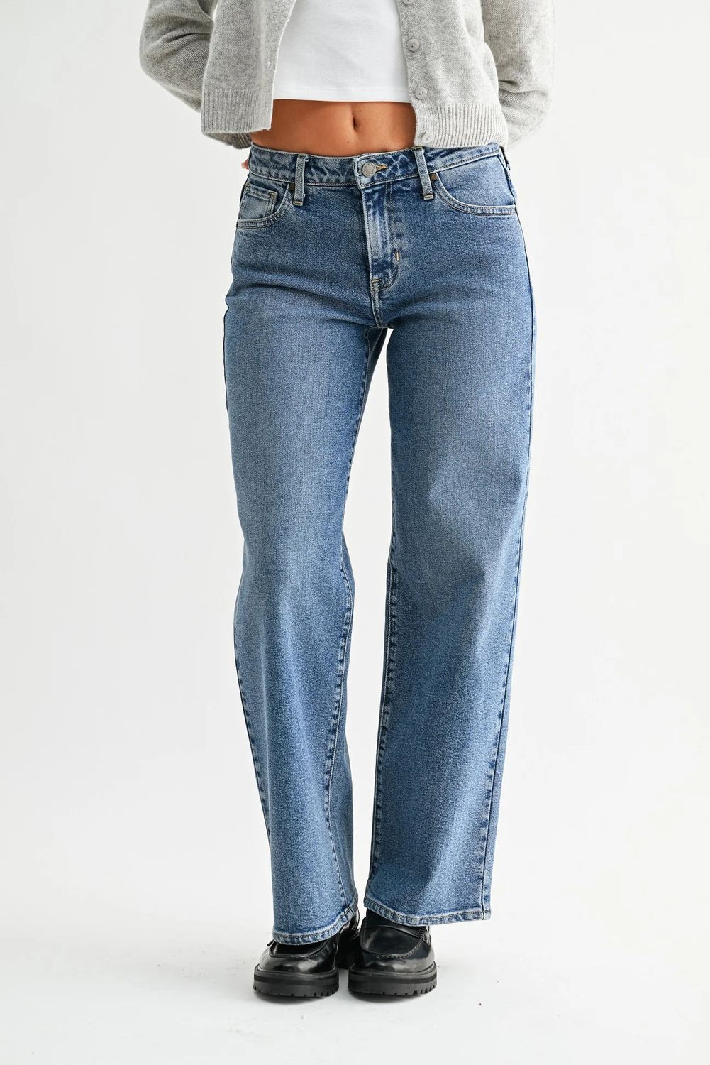 Mid Rise Wide Leg Jeans