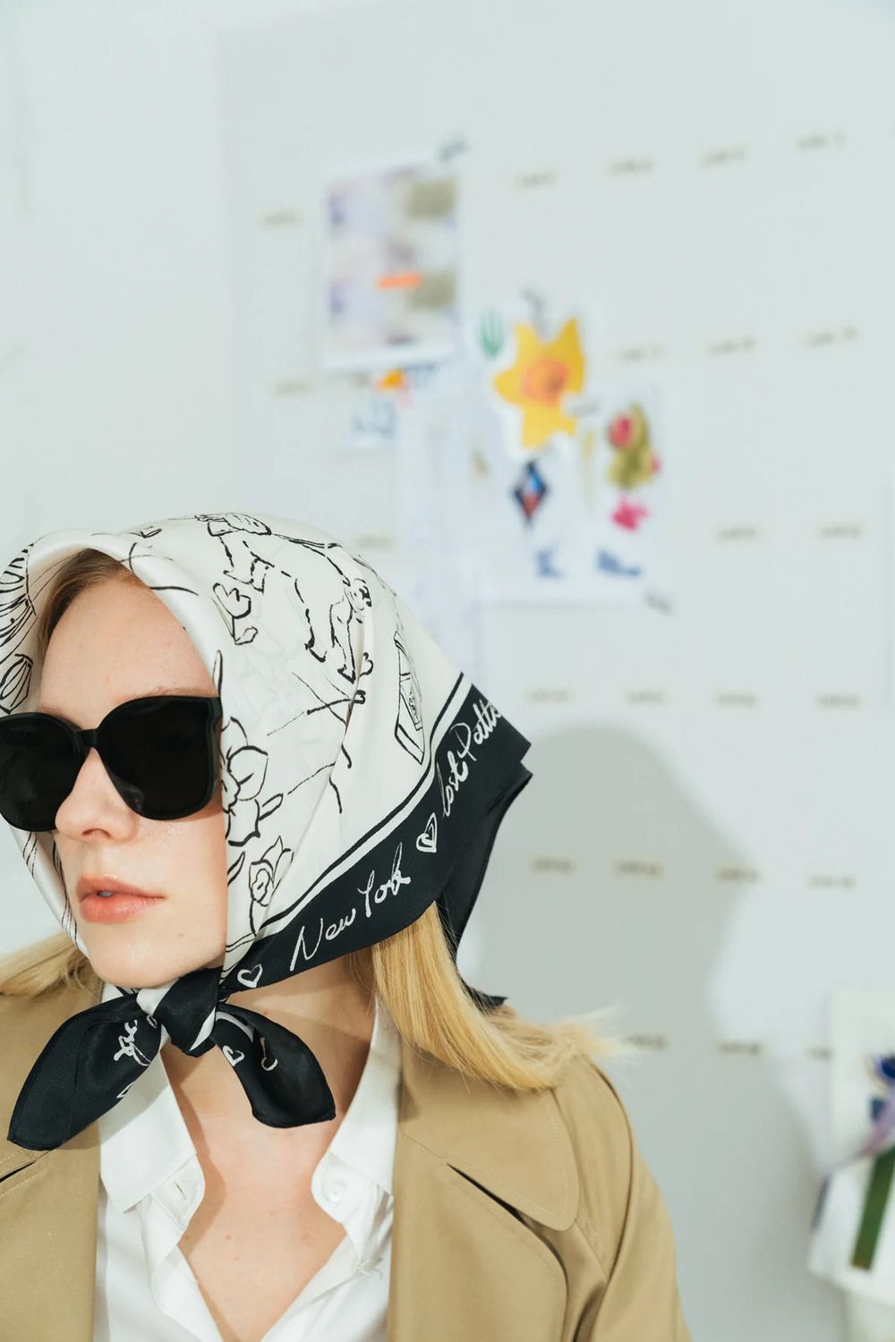 New York In Stitches Silk Scarf