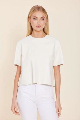 Faux Leather Cropped Shirt