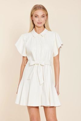 Faux Leather Pleated Dress