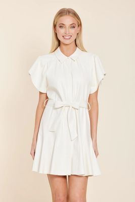 Faux Leather Pleated Dress