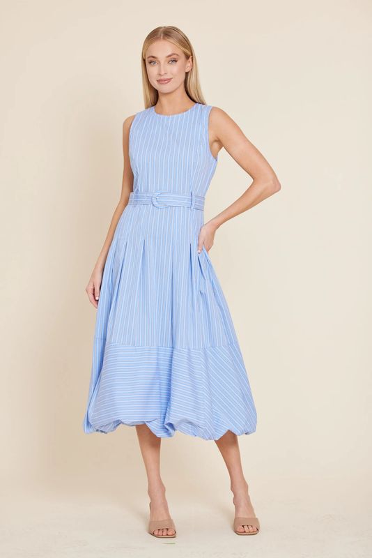 Poplin Beleted Bubble Midi Dress