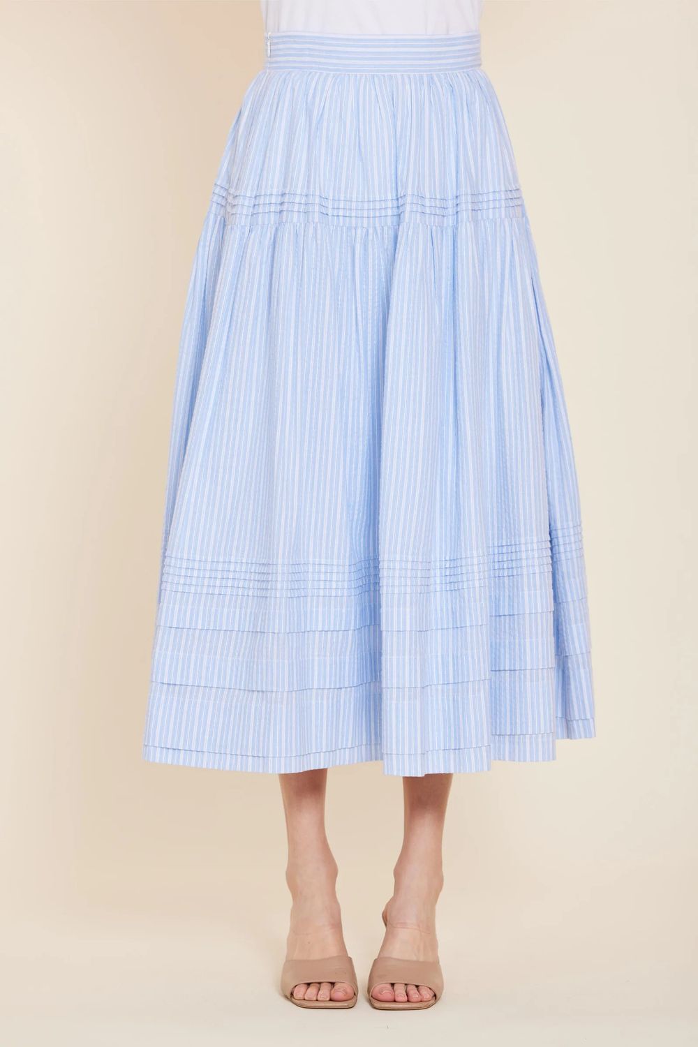 Tiered Stripe Maxi Skirt