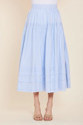 Tiered Stripe Maxi Skirt