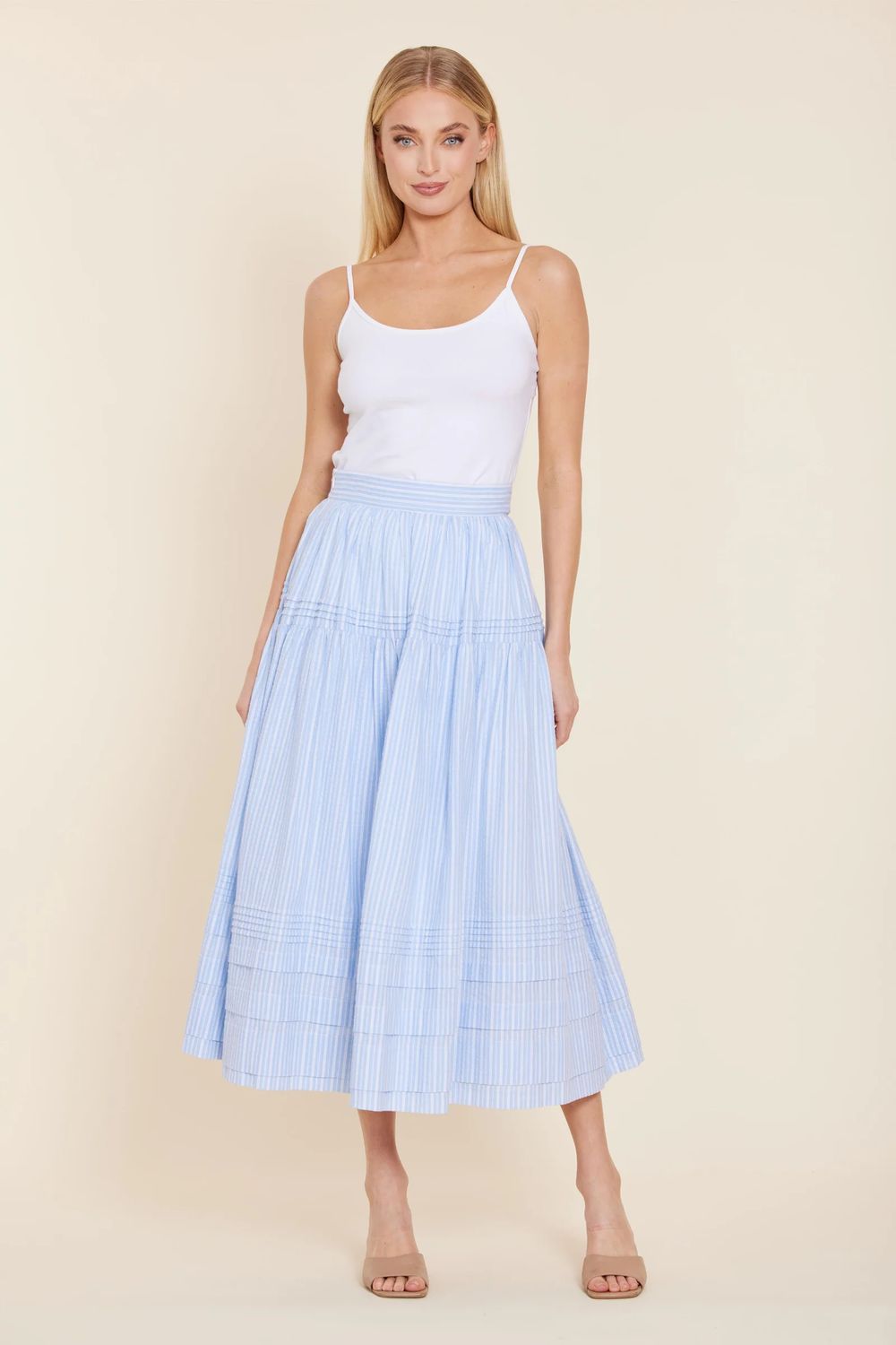 Tiered Stripe Maxi Skirt