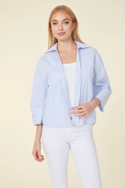 Three Quarter Sleeve Stripe Shirt