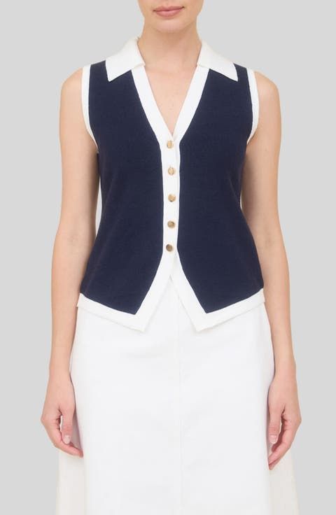 Sleeveless Collared Sweater Top
