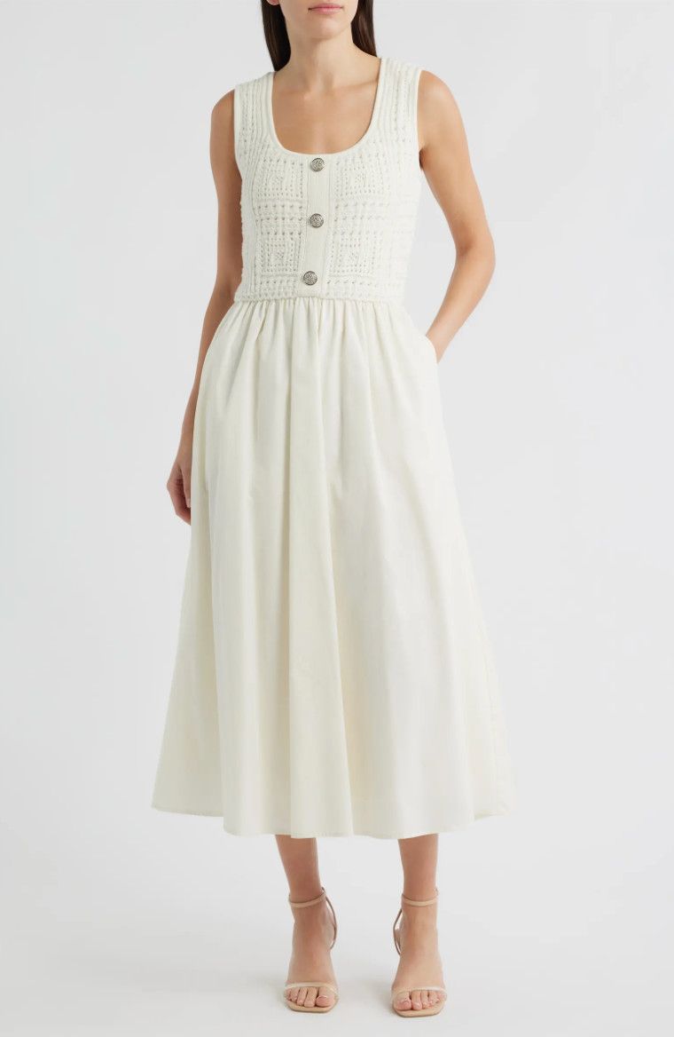 Sleeveless Crochet Twofer Dress