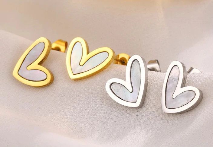 Mother Of Pearl Heart Earrings