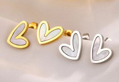 Mother Of Pearl Heart Earrings