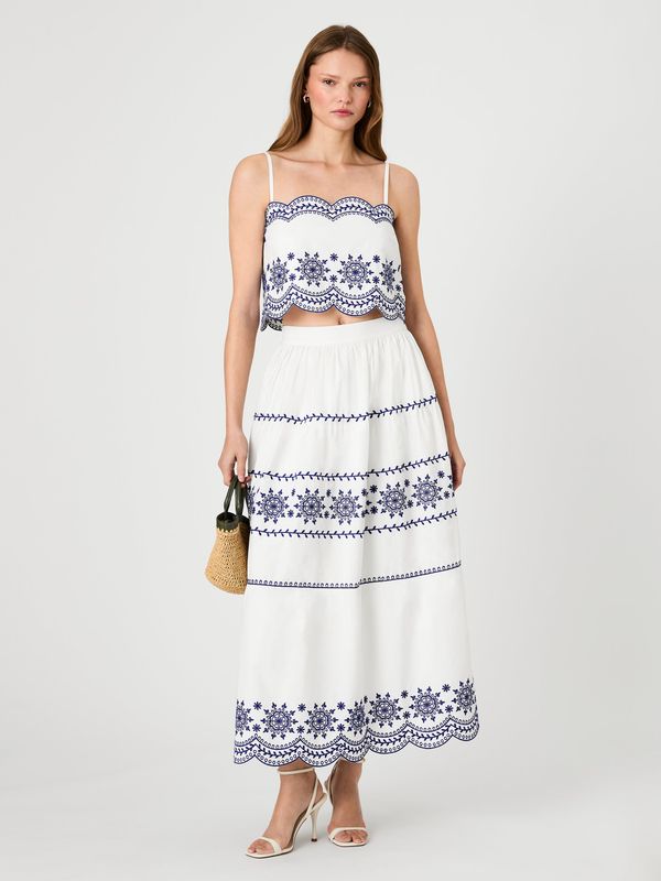 Alissa Cotton Embroidered Strappy Top
