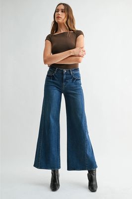 Super Wide Leg Twisted Seams Jeans