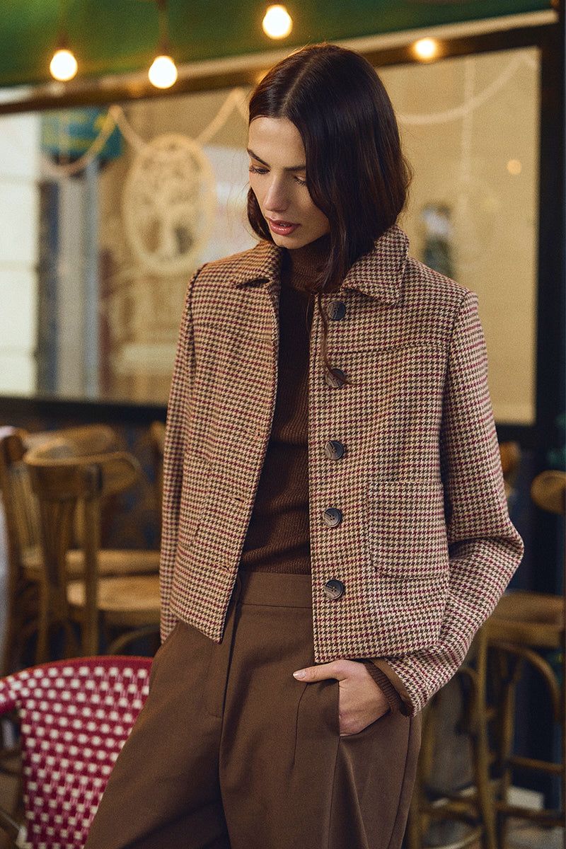Houndstooth Button Jacket