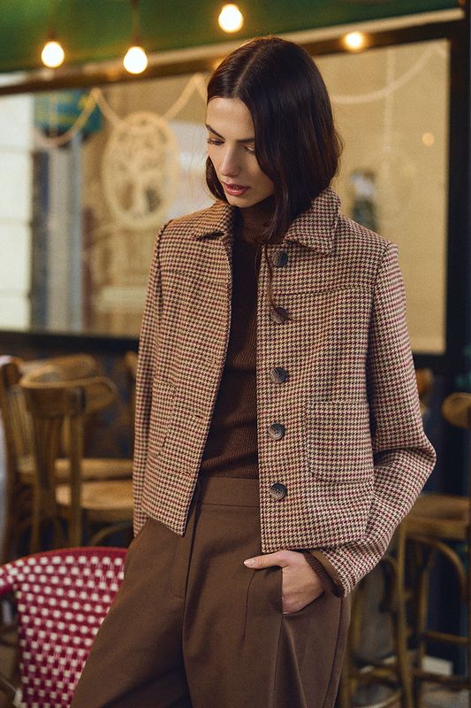 Houndstooth Button Jacket