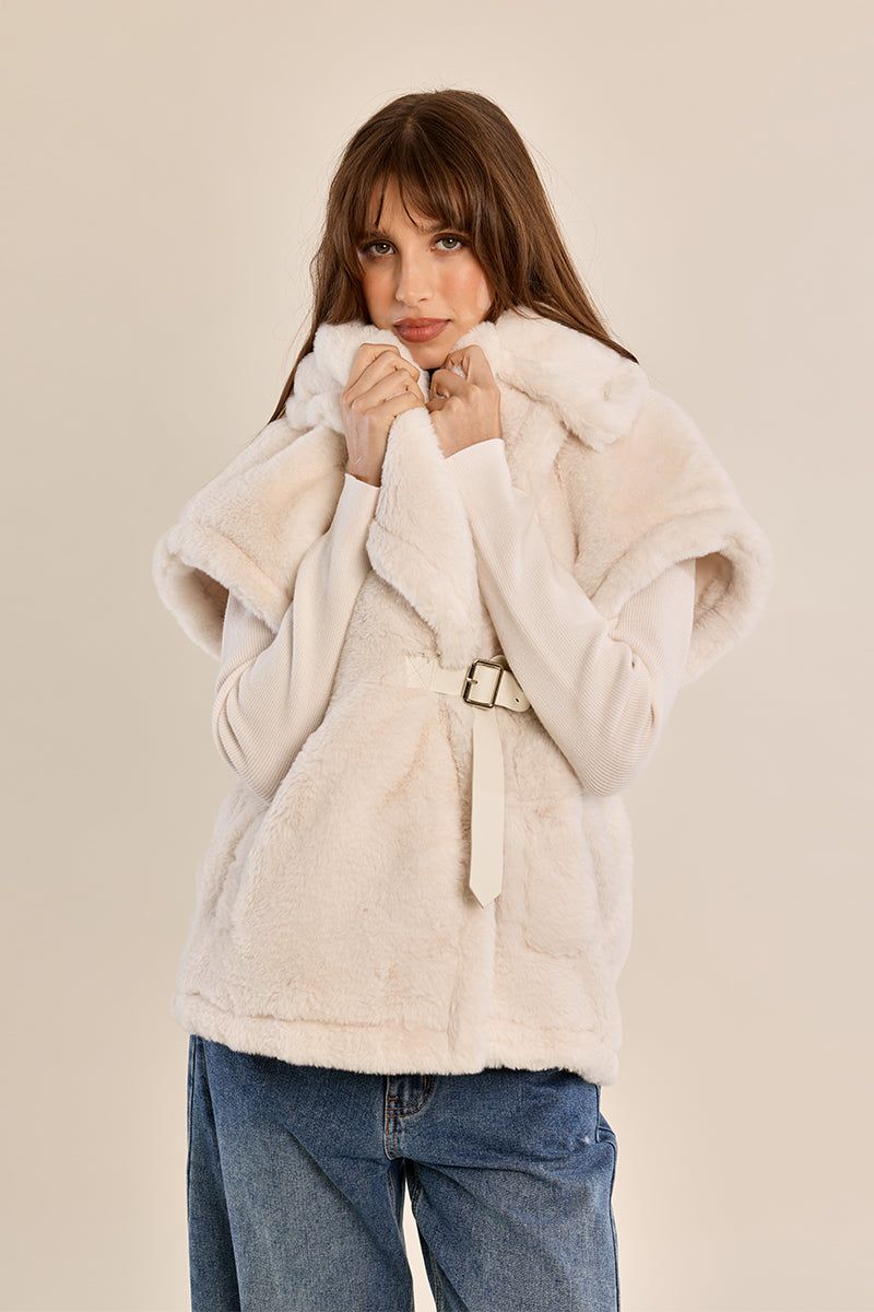 Belted Faux Fur Vest