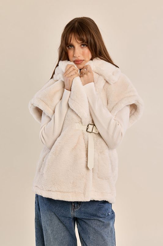 Belted Faux Fur Vest