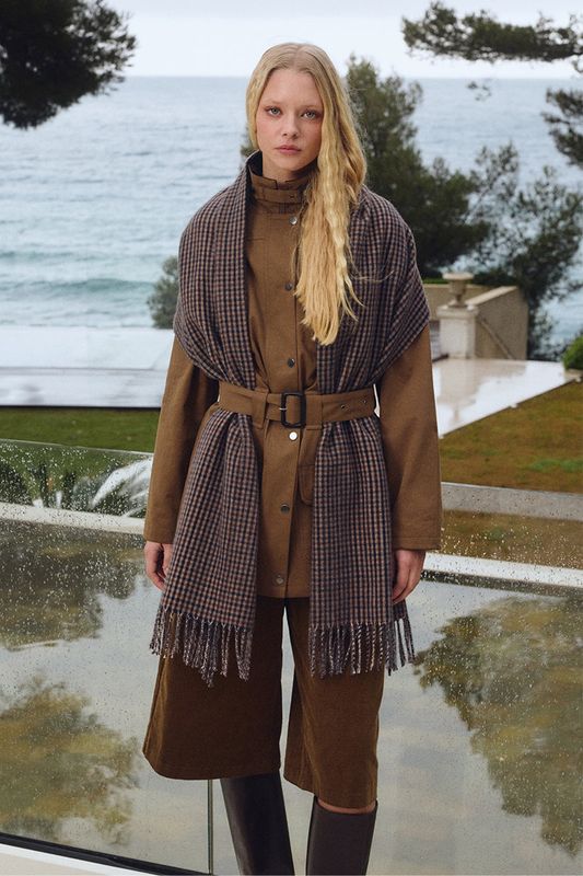 Fringed Checked Scarf