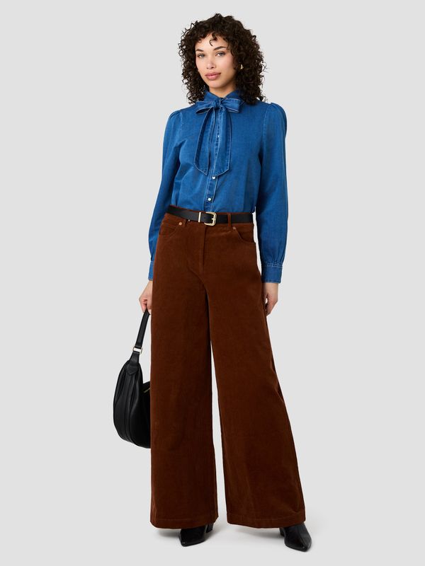 Zaves Chambray Bow Top