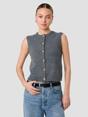 Aleyna Sleeveless Button Sweater