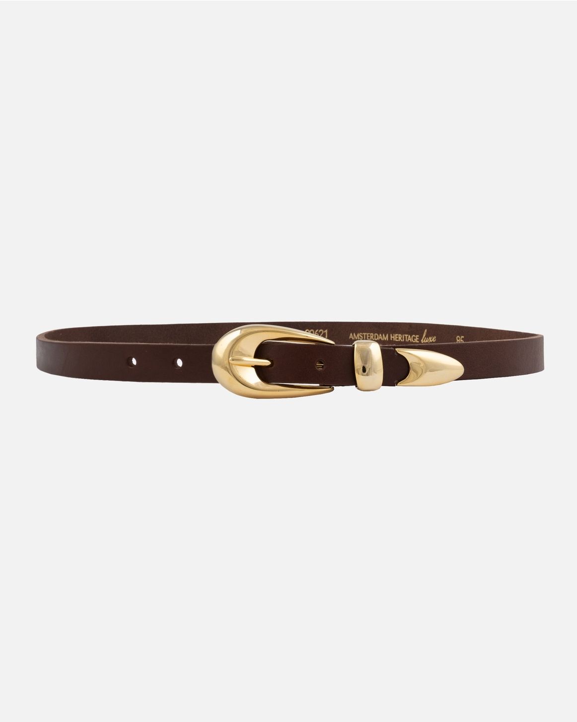 Jana Sculpted Gold Buckle Leather Belt