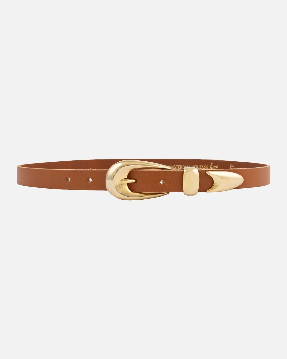 Jana Sculpted Gold Buckle Leather Belt