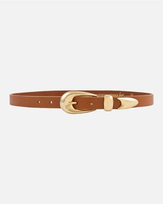 Jana Sculpted Gold Buckle Leather Belt
