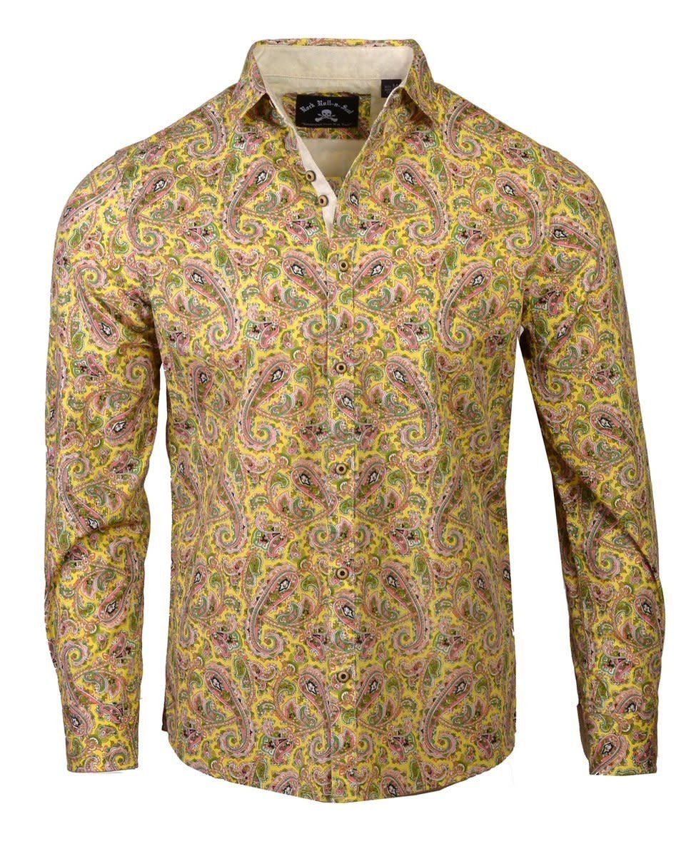 RockRollnSoul Western Shirt Hazey Paisley Gold RRMW221-GLD