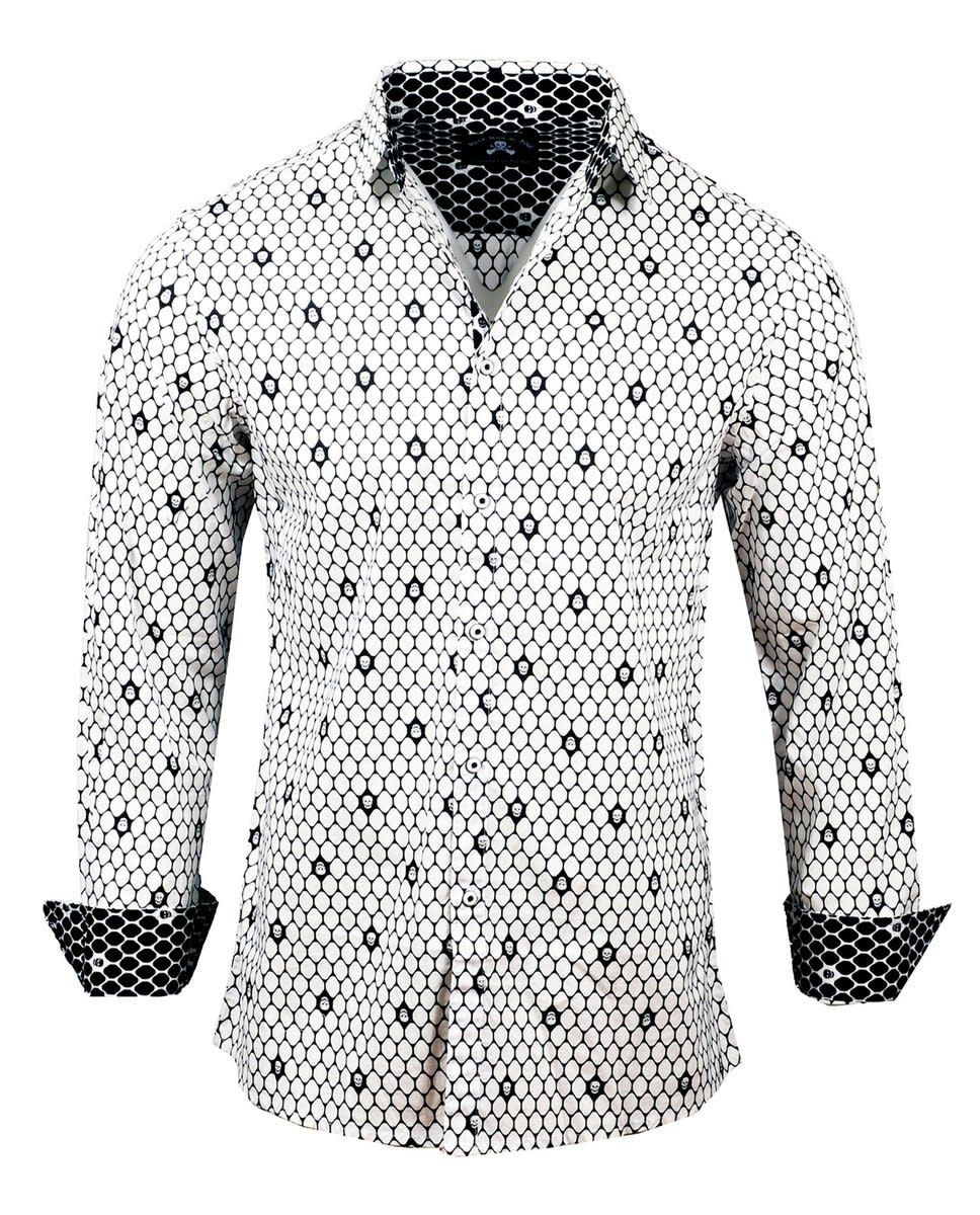 RockRollnSoul Western Shirt Overkill White Skull RRMW204-wht