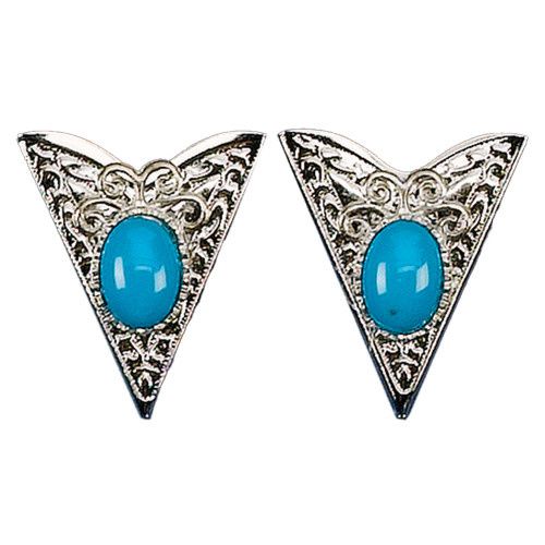 Made in the USA - Silver Collar Tips with Blue Stones