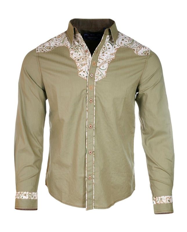 RockRollnSoul Western Shirt Rhinestone Cowboy EHW136-GRN
