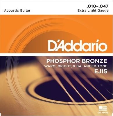 D&#39;Addario  Phosphor Bronze Extra Light Acoustic Strings 10-47 EJ15