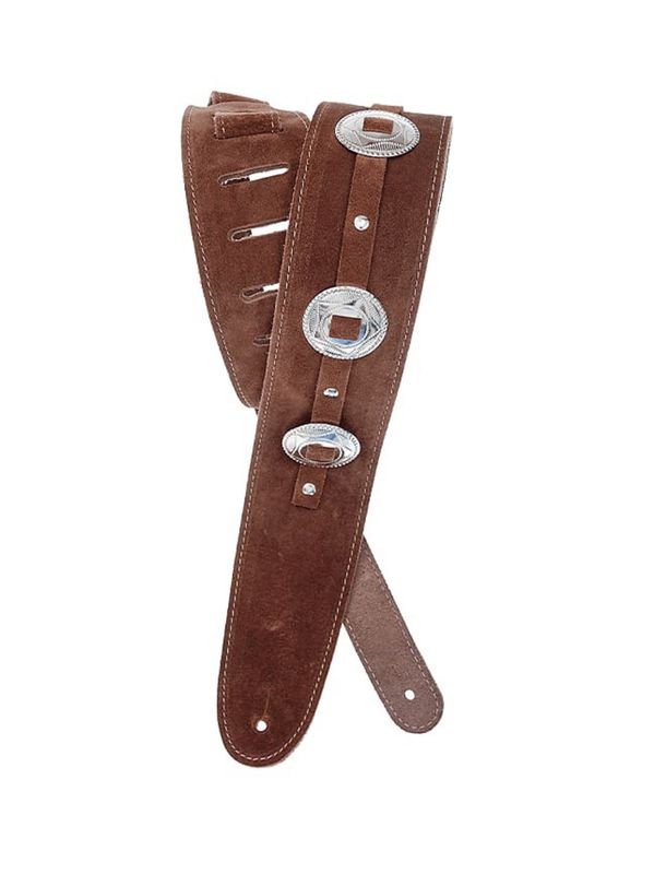 D&#39;Addario Planet Waves Conchos Brown Suede Guitar Strap 25SSC01