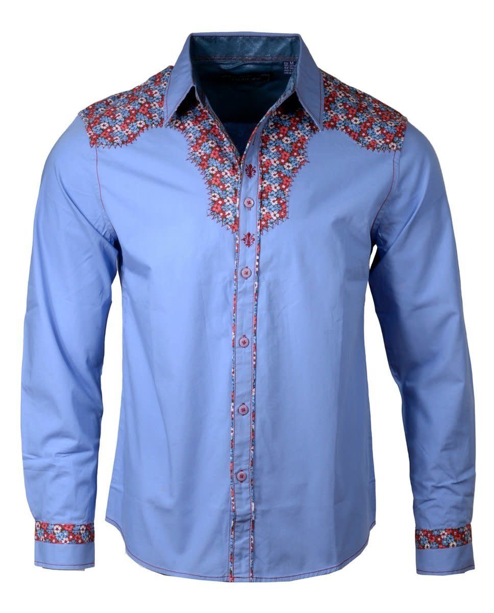 RockRollnSoul Western Shirt Rhinestone Cowboy Blue EHW136-MRN