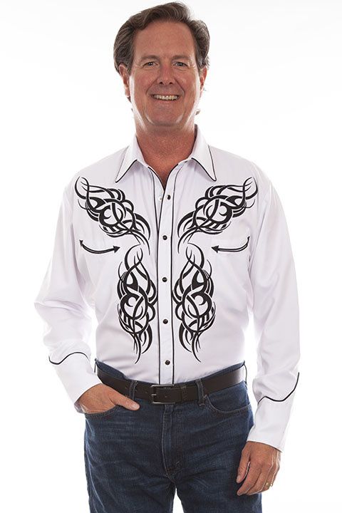 Scully Western Shirt P-914 White Tribal Shirt