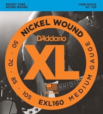D&#39;Addario Nickel Wound Medium Gauge Bass Strings 50-105 EXL160