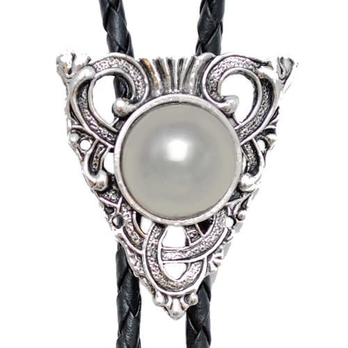 Made in the USA - Silver Arrowhead Bolo Tie with Mirrored Stone