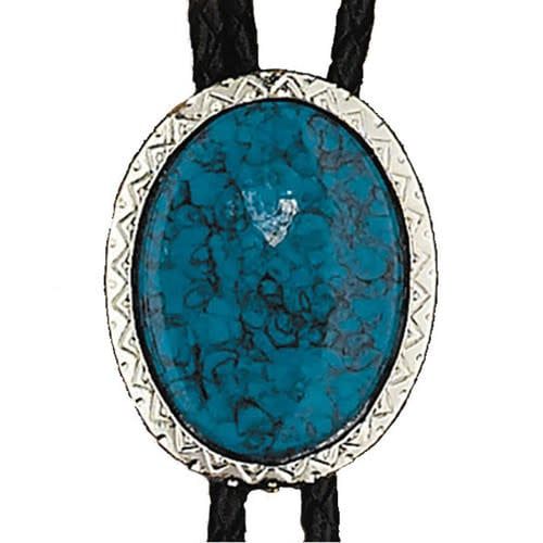 Made in the USA - Oval Bolo Tie in Assorted Stones - (Red Stone not as shown)