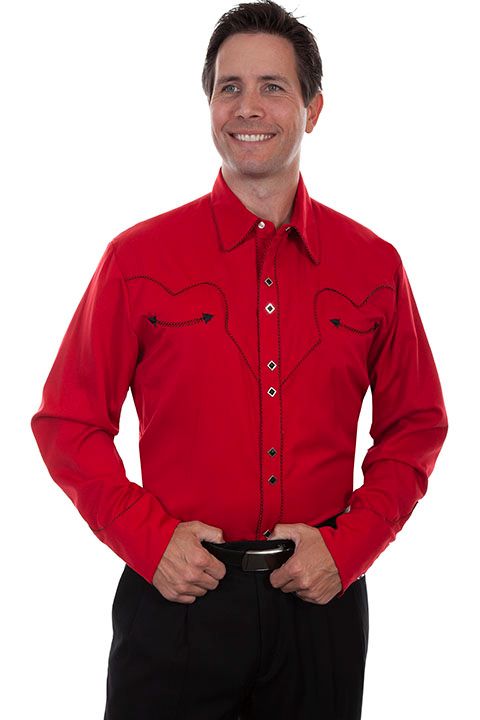 Scully Western Shirt P-726 Crimson - Med