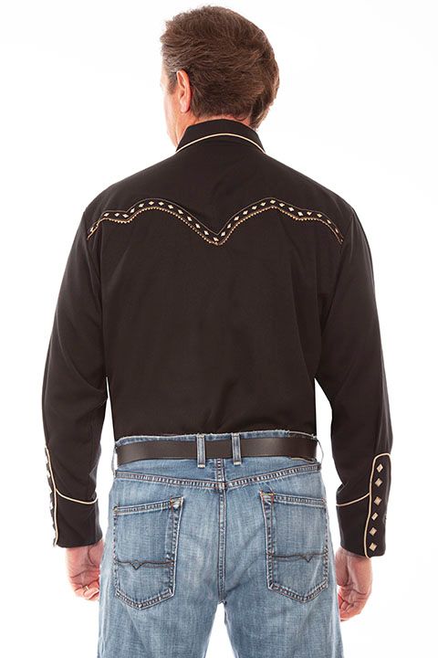 Scully Western Shirt P-898 Blk - Small