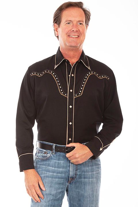 Scully Western Shirt P-898 Blk - Small