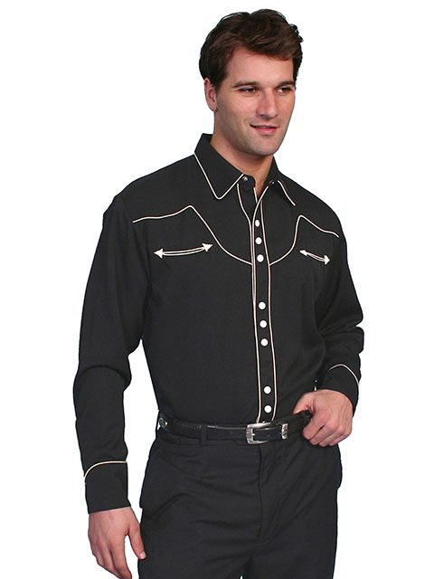 Scully Western Shirt P-620 Blk/Crm - Med