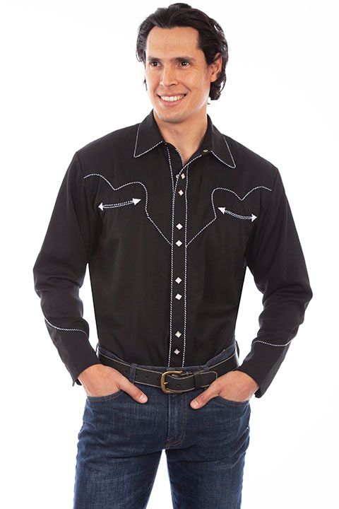 Scully Western Shirt P-726 Blk - XL
