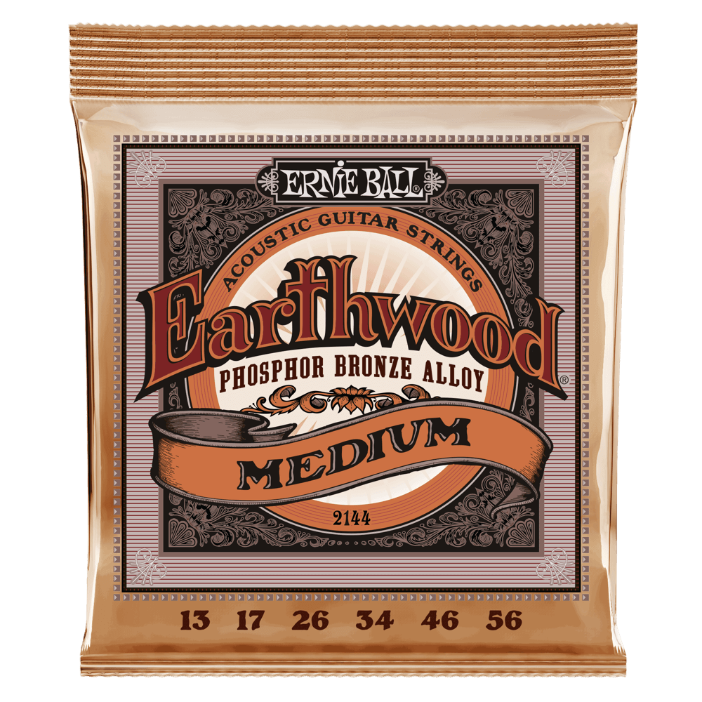 Ernie Ball Medium Earthwood Phosphor Bronze Acoustic Guitar Strings 13-56 Ernie Ball Medium Earthwood Phosphor Bronze Acoustic Guitar Strings 13-56